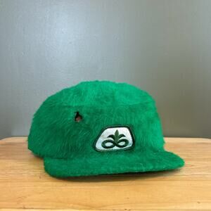 Vintage Pioneer Seeds Farming Green Fuzzy Lined 80s Hat